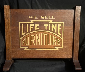 Rare Life Time Double-sided Oak Furniture Sign. Fine original condition.